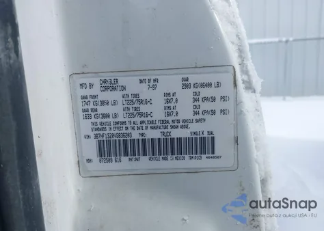 1997 Dodge Ram 1500 St from USA, damaged, VIN 3B7HF13Z0VG836203